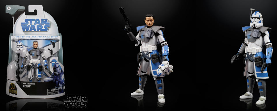 Soon to be in the Bad Batch, Clone Trooper Echo arrives under the Black Series label. 