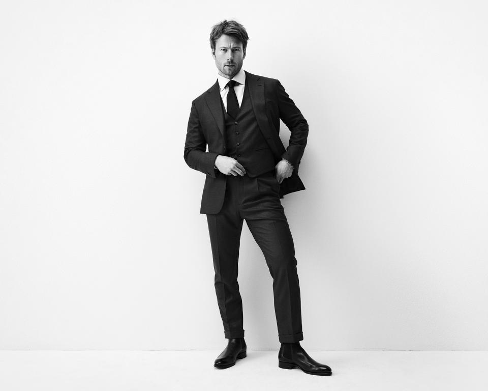Glen Powell fronts the Brioni fall 2023 ad campaign.