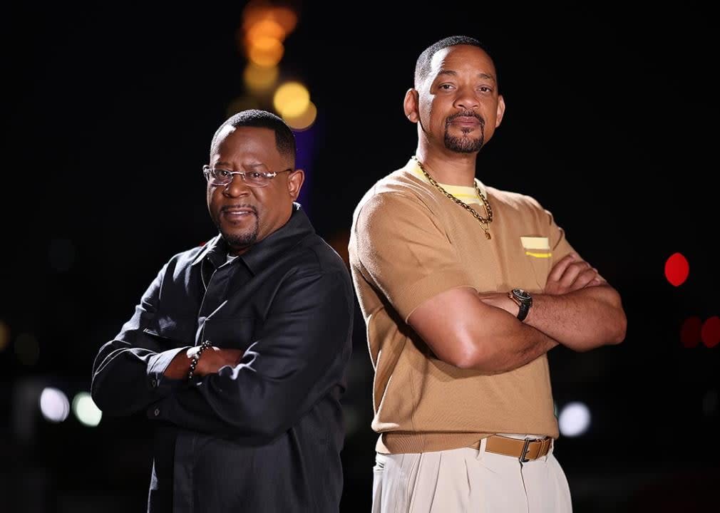 Martin Lawrence and Will Smith pose during a photoshoot for the movie 'Bad Boys: Ride or Die' in May 2024.