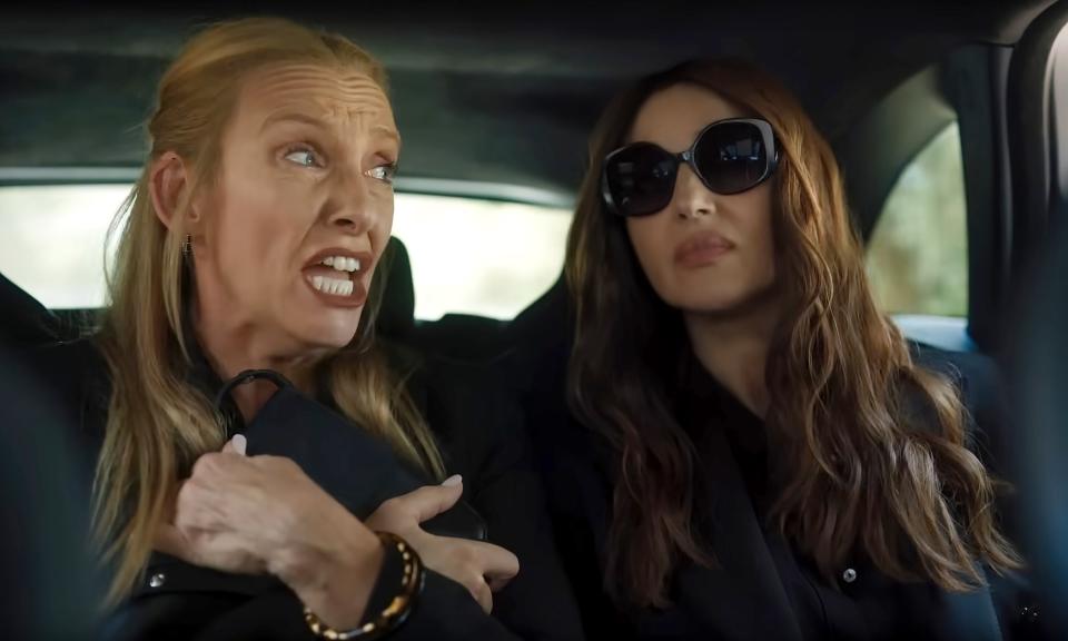 Toni Collette and Monica Bellucci in “Mafia Mamma” - Credit: Courtesy Everett Collection