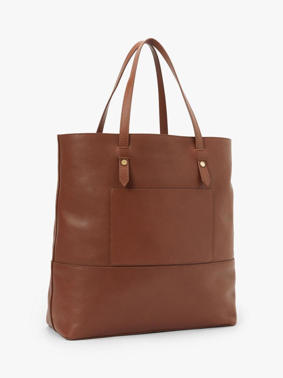 5) Leather Smart Set Tote Bag, Tan