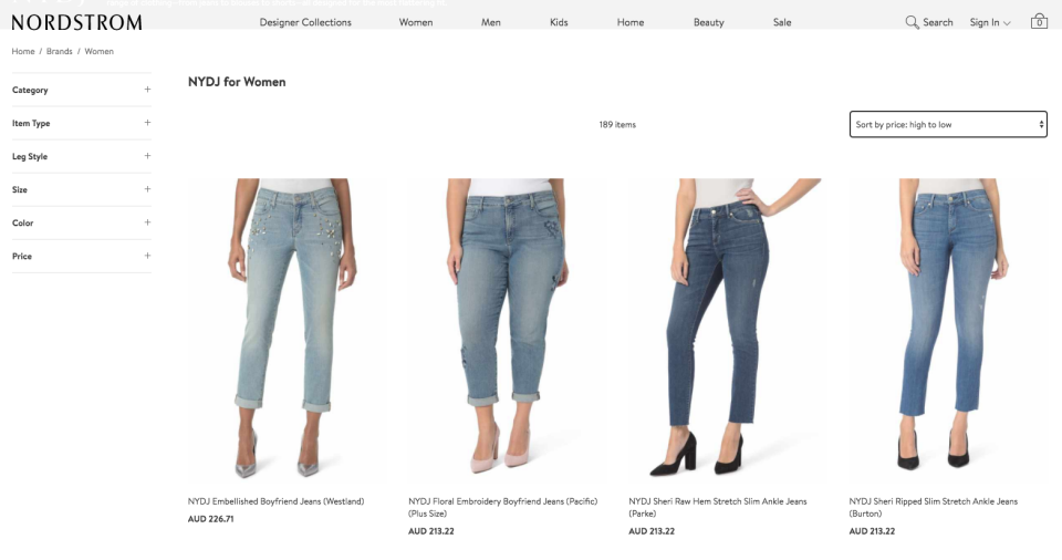 Not Your Daughter's Jeans retail for over $200 on the site. Photo: shop.nordstrom.com