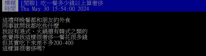 他外食一餐吃到400元被嫌太奢侈？眾人一致認為破「這金額」才算