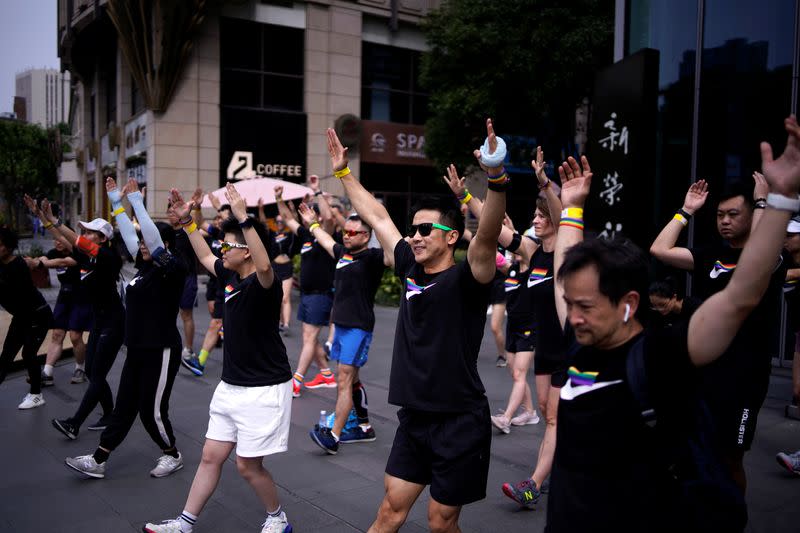 Participants take part in a Pride Run during the Shanghai Pride festival, in Shanghai