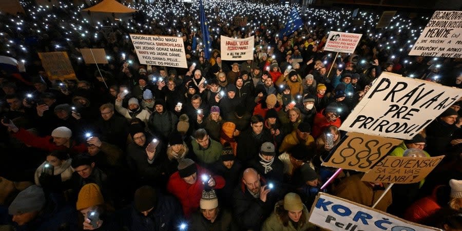Protests in Bratislava, Slovakia on January 11, 2024