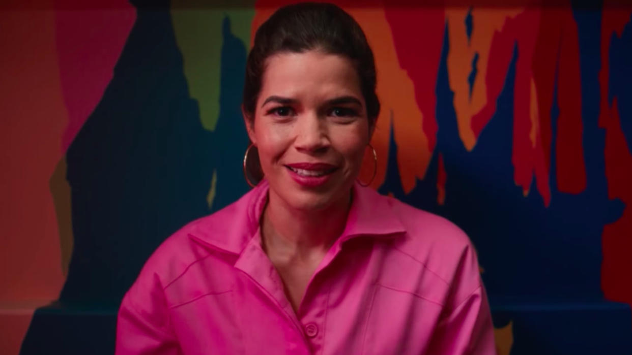  America Ferrera reprogramming the Barbies in Barbie. 