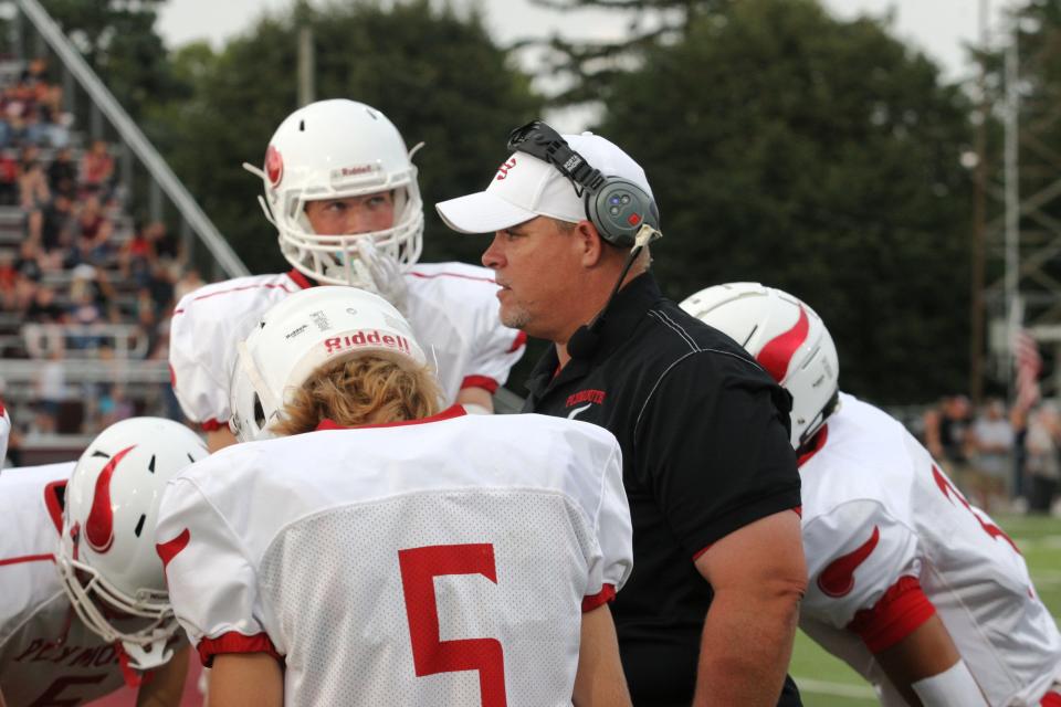 Plymouth coach Mark Genders led the Big Red to a dramatic overtime win over Wellington in Week 3.