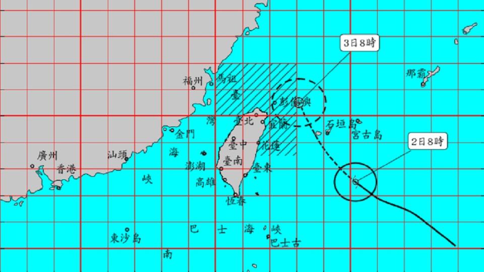 氣象局2日針對今年第四號颱風「哈格比」發布海上颱風警報。（圖／翻攝自中央氣象局官網）