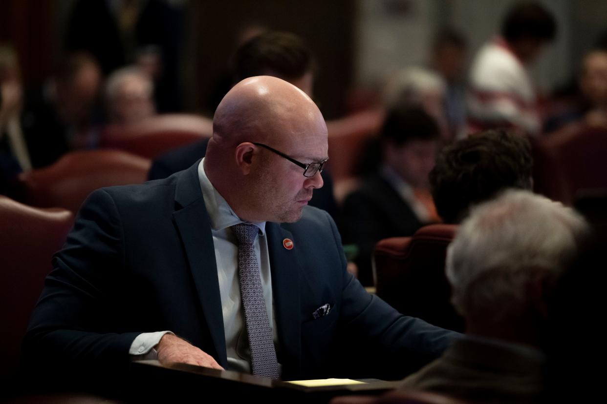 Rep. Rusty Grills, R-Newbern, during a House session at the State Capitol in Nashville , Tenn., Monday, March 4, 2024.