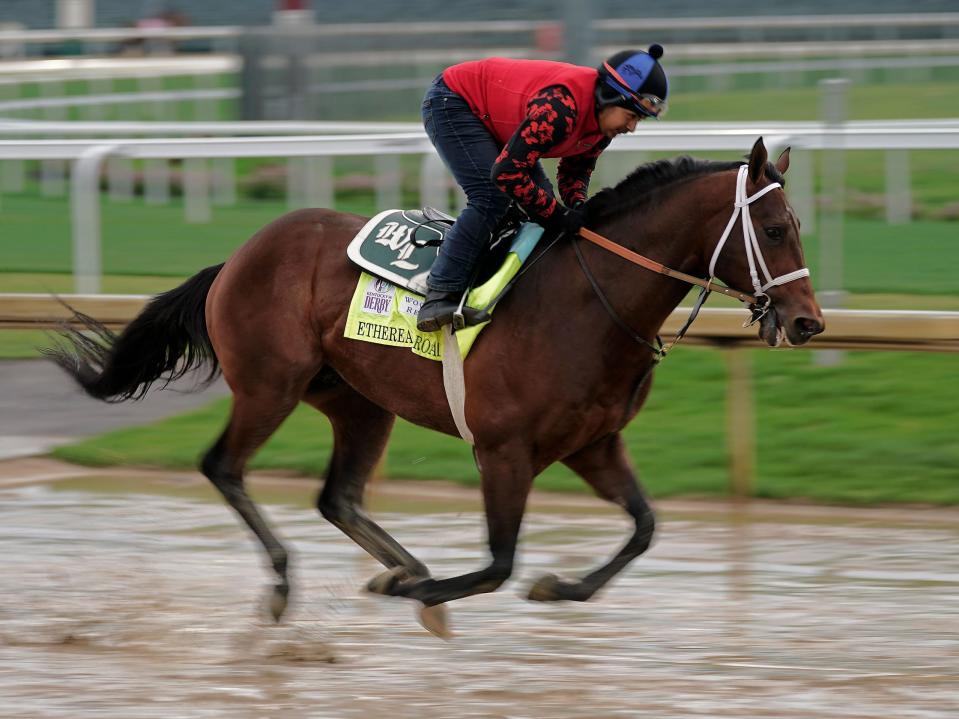 Kentucky Derby entrant Ethereal Road works out at Churchill Downs.