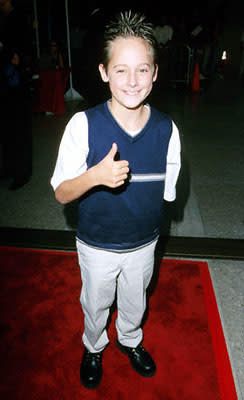 Jake Thomas gives the thumbs-up to acting in a movie he's too young to see at the Loews Cineplex Century Plaza premiere of New Line's The Cell