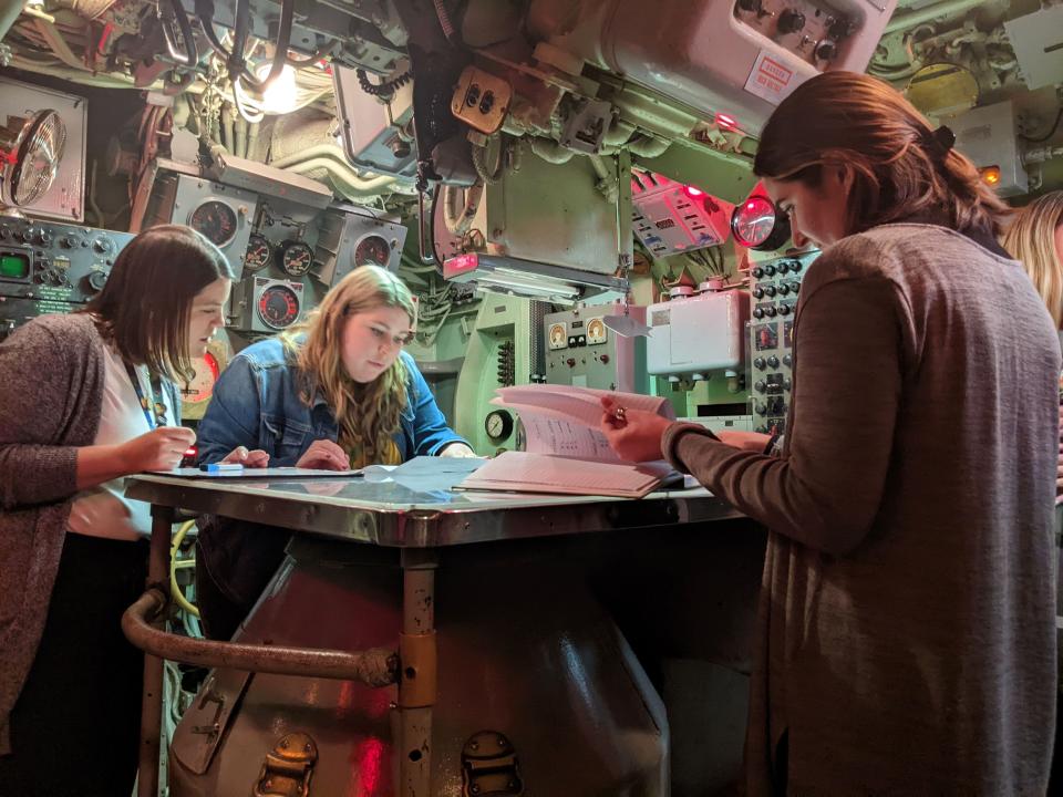 Escape room enthusiasts test their skills in the USS Requin moored next to the Carnegie Science Center, Pittsburgh.