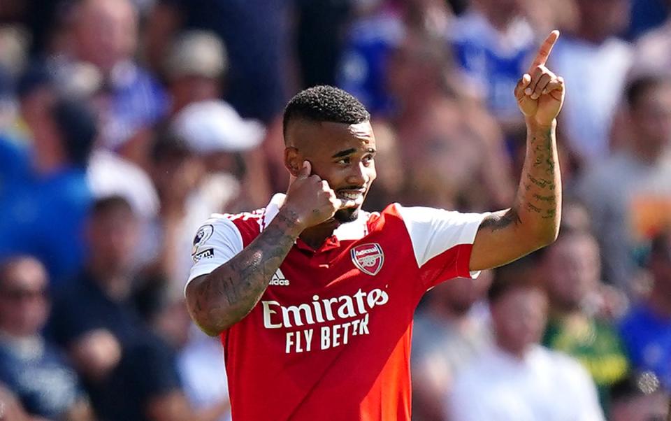 Arsenal’s Gabriel Jesus opened his Arsenal account with a brace in Saturday’s win (Mike Egerton/PA) (PA Wire)