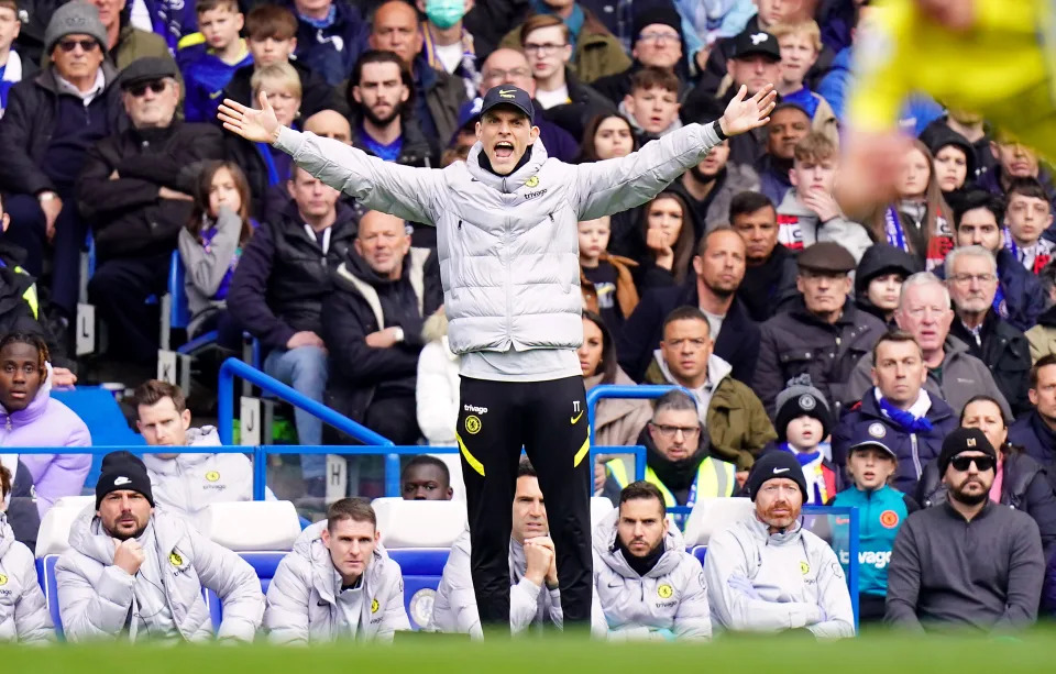 Chelsea manager Thomas Tuchel on the touchline during the Premier League match at Stamford Bridge, London. Picture date: Saturday April 2, 2022. (Photo by Adam Davy/PA Images via Getty Images)