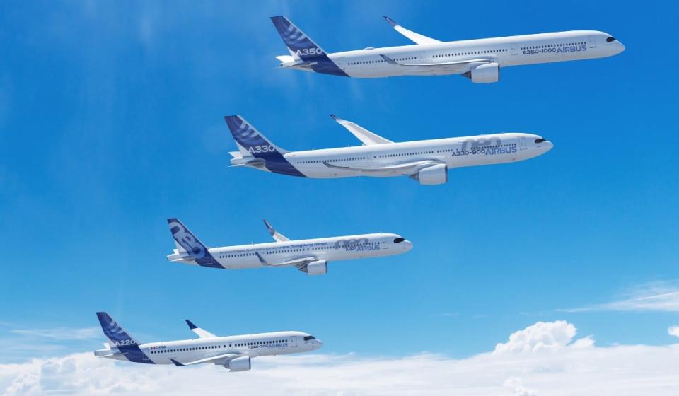 Familia de aviones Airbus. Imagen: Cortesía Airbus.