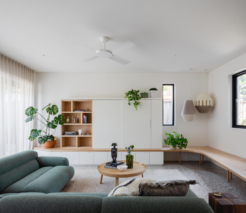 A well-lit living room