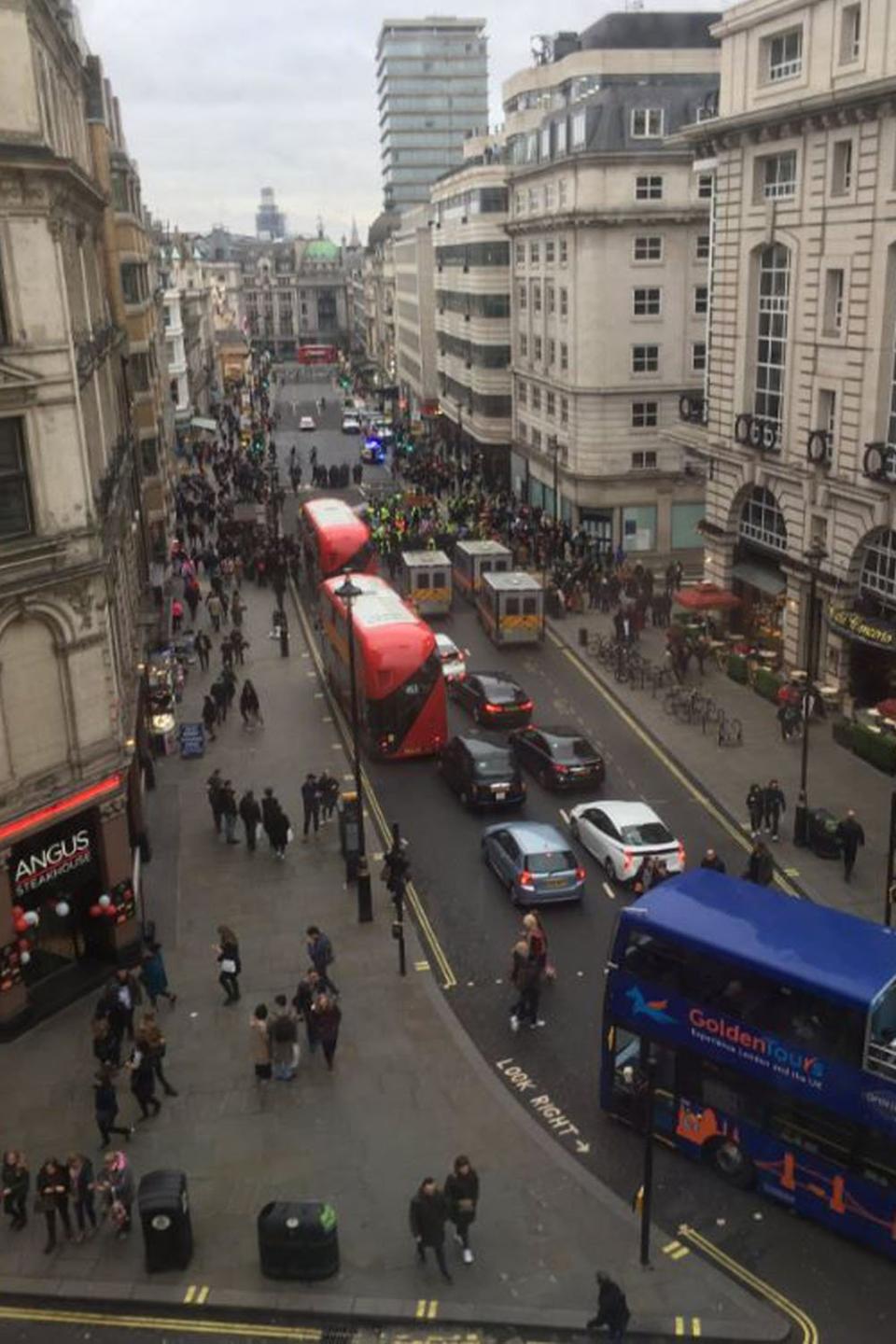 'Yellow Vest' protesters in Piccadilly Circus (Lewis Thomas)