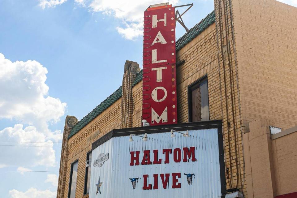 The sign outside of the Haltom Theater in Haltom City on Saturday, July 29, 2023.