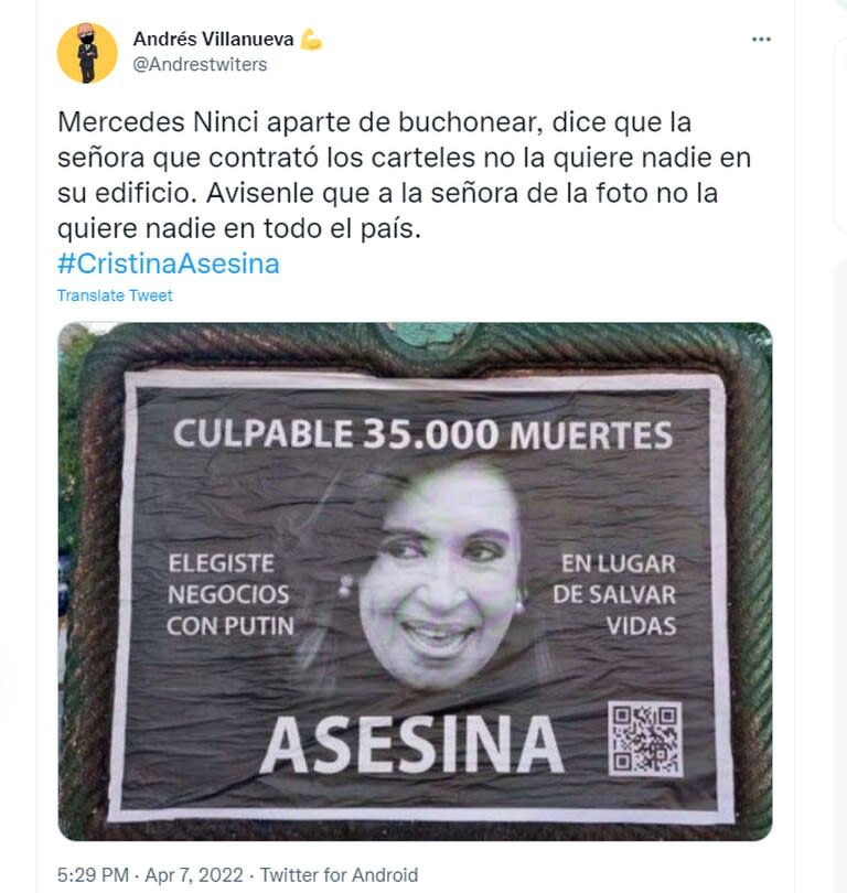 La mujer se puso a disposición de la Justicia por los carteles contra la vicepresidenta