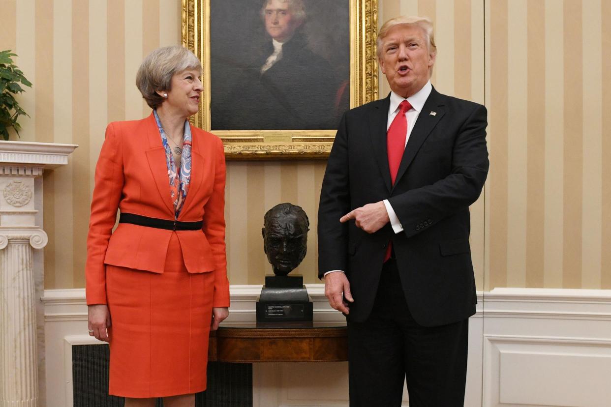 "Great honour": Donald Trump posed for photographs by the Winston Churchill bust: PA