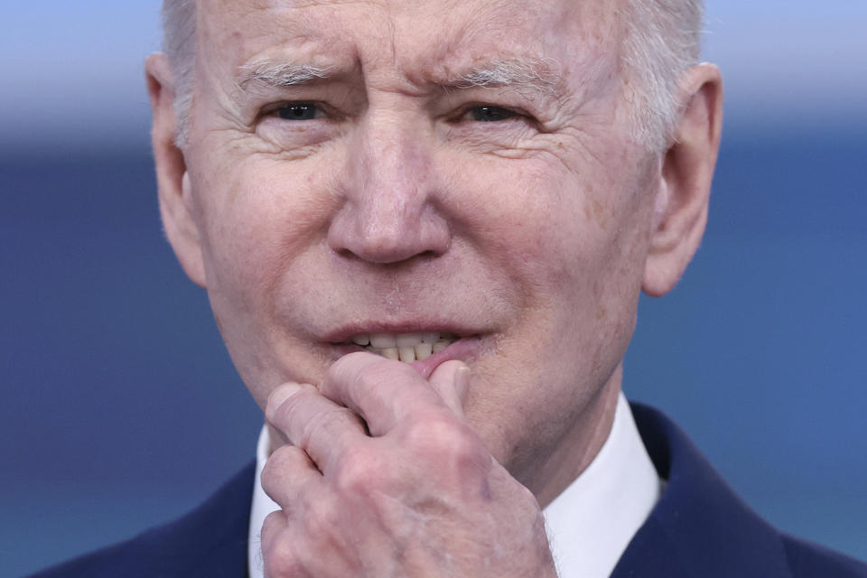 WASHINGTON, DC - MARCH 04:  U.S. President Joe Biden speaks about the February jobs report during an event at the White House complex March 4, 2022 in Washington, DC. The U.S. economy added 678,000 new jobs in the month of February.  (Photo by Win McNamee/Getty Images)