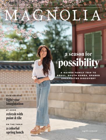 <p>Courtesy of Magnolia Journal</p> The cover of 'Magnolia Journal’s 2024 spring issue.