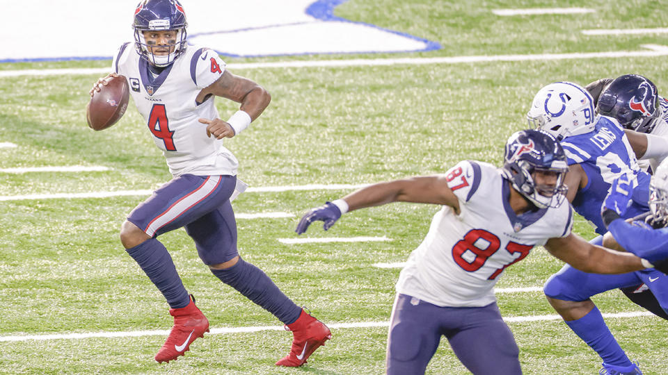 Deshaun Watson, pictured here in action against the Indianapolis Colts in the NFL.