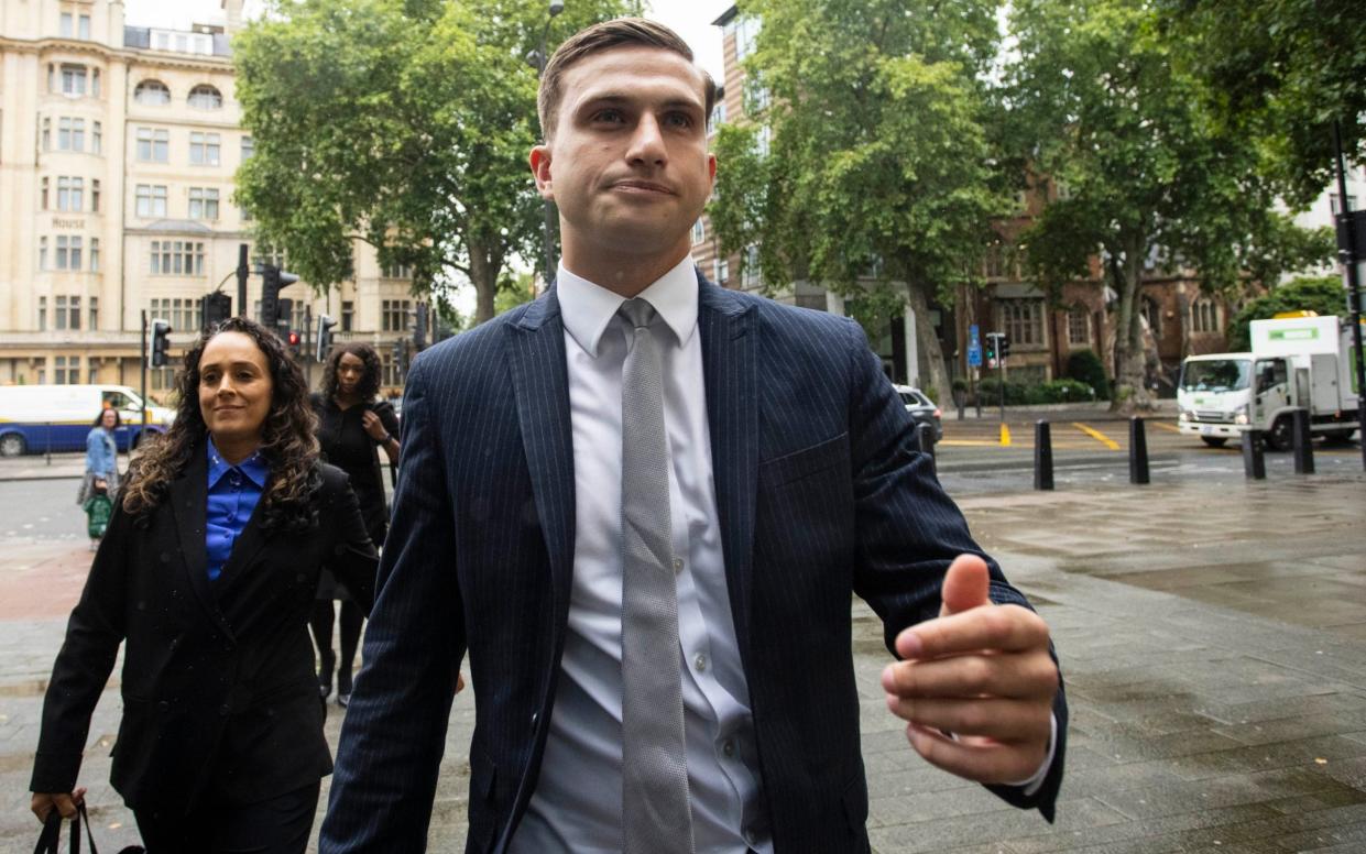 Lewis Hughes arrives at Westminster Magistrates' Court - Jamie Lorriman for The Telegraph