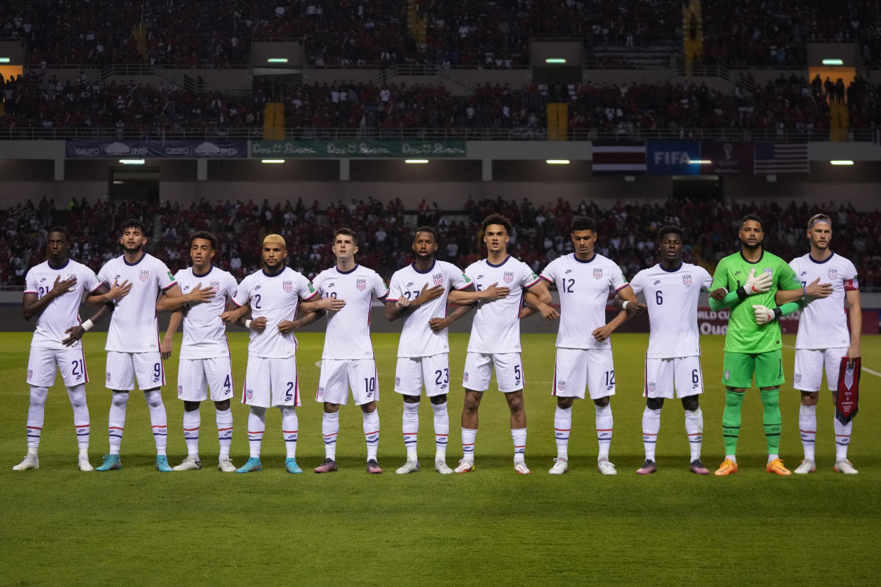 The United States starting eleven line up on the field before a FIFA World Cup qualifier game between Costa Rica and USMNT at Estadio Nacional de Costa Rica on March 30, 2022 in San Jose, Costa Rica. (Photo by Brad Smith/ISI Photos/Getty Images)