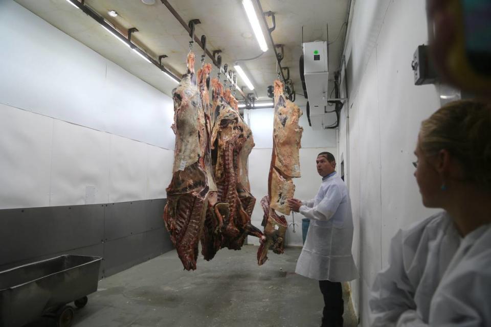 J.D. Hoagland, CEO of Hoagland Meat, explains how cows are processed for meat at the business’s location in Homedale. Hoagland Meat is family owned company that’s been in the local cattle industry for over 70 years. It sources angus beef from ranches in the Treasure Valley and sells custom-ordered cuts.