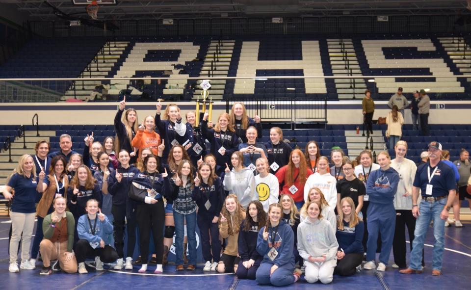 Mountain Crest’s girls wrestling team finished first at the 4A Divisional A state qualifying meet on Thursday at Ridgeline High School. | Provided by Mountain Crest