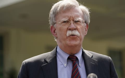 John Bolton, the US national security advisor, accused Iran of being behind previous attacks - Credit: REUTERS/Joshua Roberts/File Photo