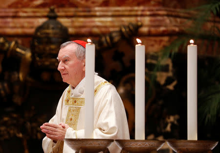 Italian cardinal Pietro Parolin leads a special mass for peace in the Korean peninsula in Saint Peter's Basilica at the Vatican, October 17, 2018. REUTERS/Max Rossi