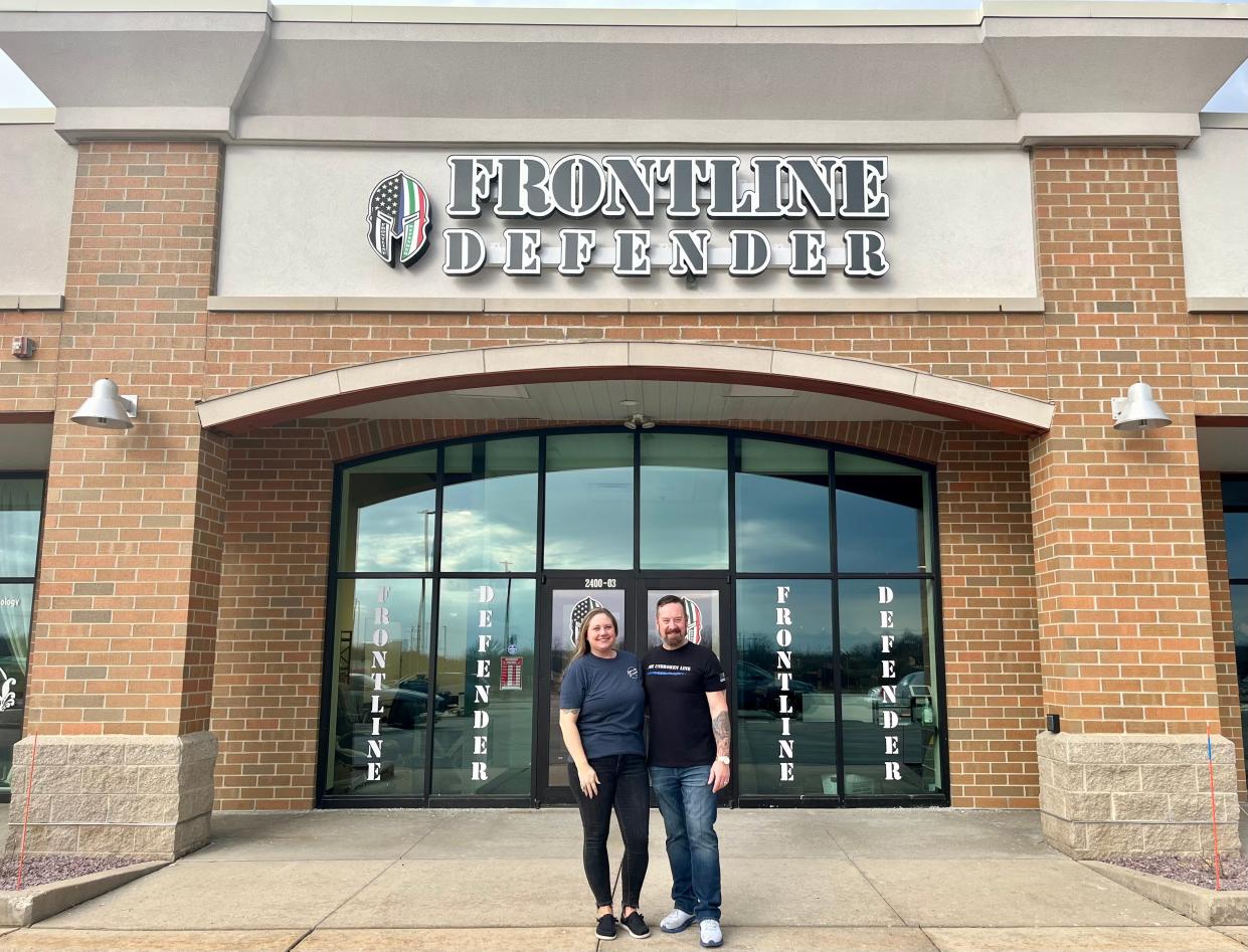 Frontline Defender recently opened its third store ― and first standalone not in a mall ― at 2400 W. Ryan Road in Oak Creek. The store is called "a one-stop patriot shop" by co-owner Brian Eisel (right), who runs the business with his wife Germaine Eisel.