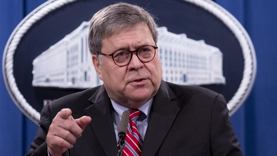 William Barr, then U.S. attorney general, at a press conference in December last year.