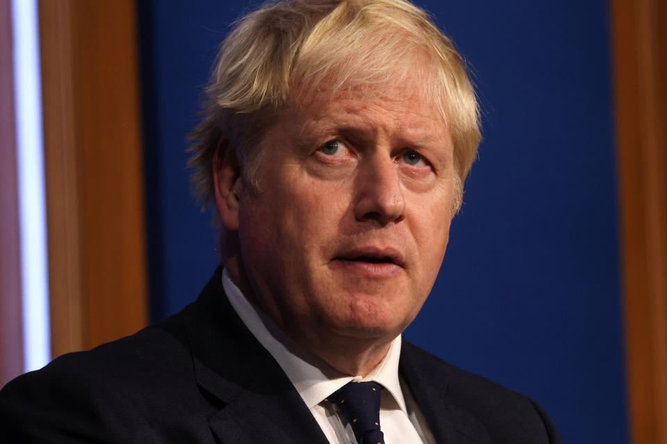 Prime Minister Boris Johnson during a media briefing in Downing Street, London, on coronavirus (Covid-19). Picture date: Tuesday September 14, 2021.