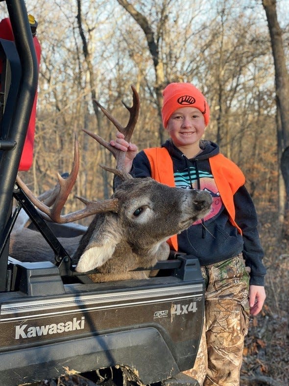 Twelve-year-old Addison Gibbs harvested a buck Nov. 28 in Howard County.