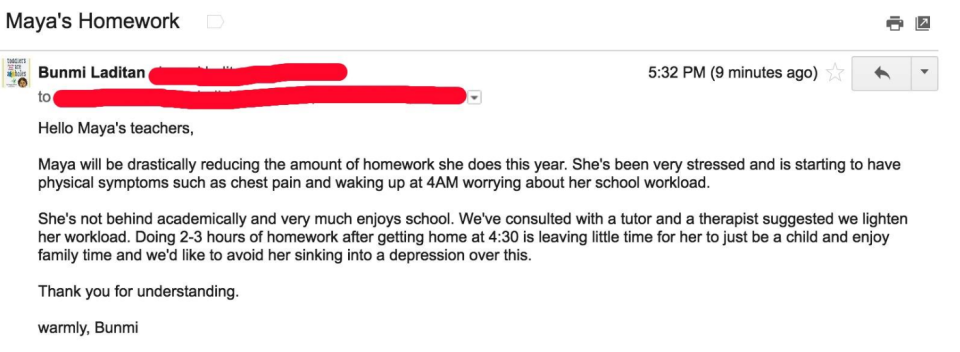 homework email - Credit: Bunmi Laditan/Facebook