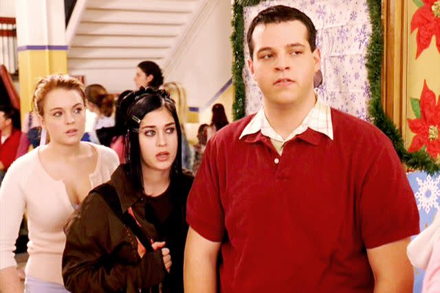 <p>CBS via Getty Images</p> Lindsay Lohan, Lizzy Caplan and Daniel Franzese in 'Mean Girls'