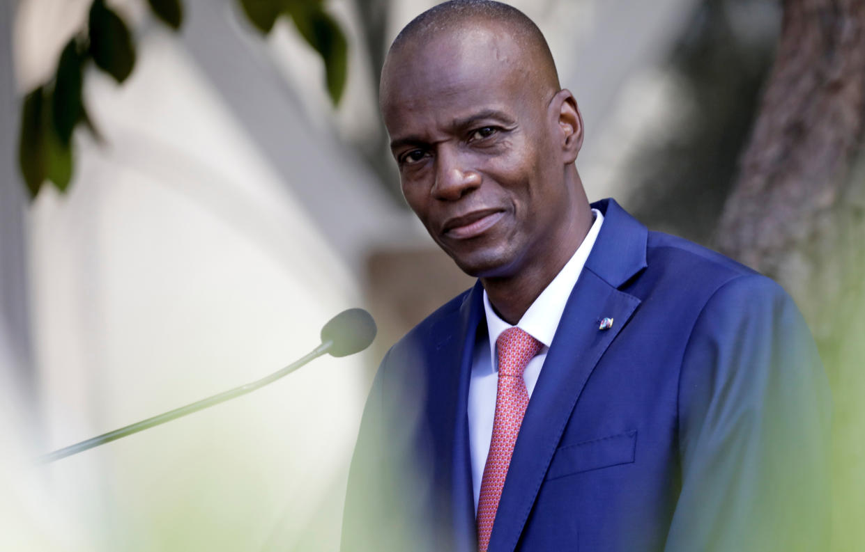 Haiti's President Jovenel Moise addresses the media in Port-au-Prince (Andres Martinez Casares / Reuters file)