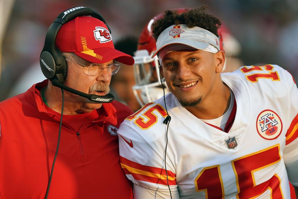 The Kansas City Chiefs' Patrick Mahomes is the early favorite for NFL MVP in 2021, while head coach Andy Reid is among the leading contenders for Coach of the Year.