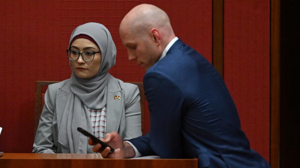 Fatima Payman with David Pocock