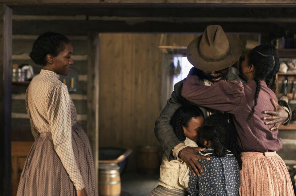 David Oyelowo as Bass Reeves and Lauren E Banks as Jennie Reeves in "Lawmen: Bass Reeves."