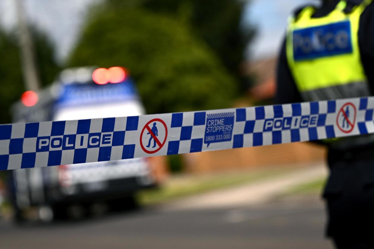 <span>Victoria police say emergency services were called to Campbell Road in Cobram where the body of a woman was found on Tuesday.</span><span>Photograph: Joel Carrett/AAP</span>