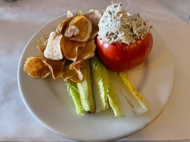 Chicken salad on tomato at Maldaner's Restaurant in downtown Springfield.