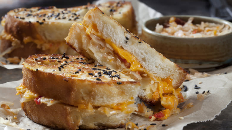grilled cheese on everything bread