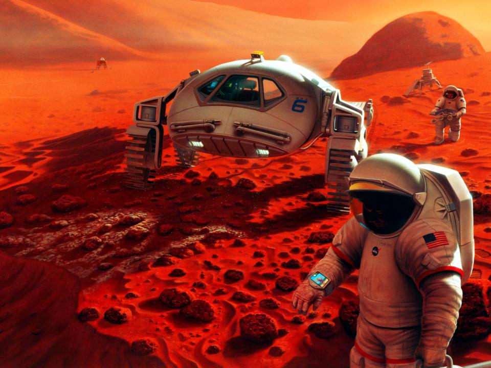 nasa mars mission martian astronauts illustration