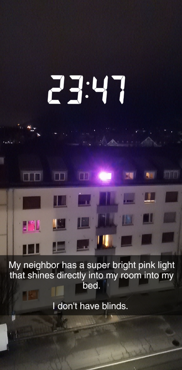 A bright light emanating from someone's window