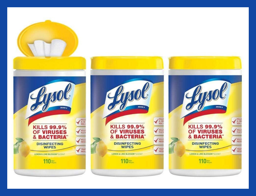 Lysol Disinfecting Wipes, Lemon & Lime Blossom (three-pack). (Photo: Amazon)