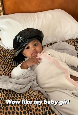 <p>Cardi B Instagram</p> Kulture wearing her mom's hat